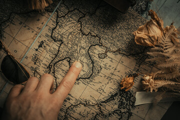 old map and compass