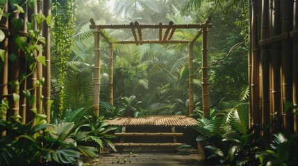 Bamboo EcoFriendly Stage Natural Beauty Amidst Lush Jungle Greenery