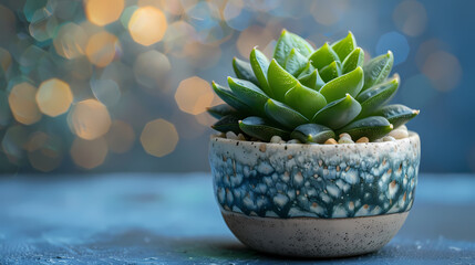 cute mini Haworthia cymbiformis plant in a pot, light pastel background