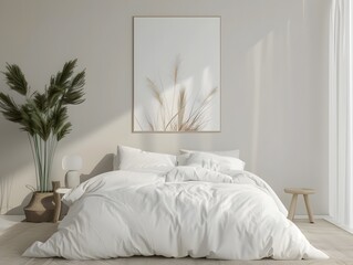 Cozy and Tranquil Bedroom Oasis with Minimal Decor and Natural Accents