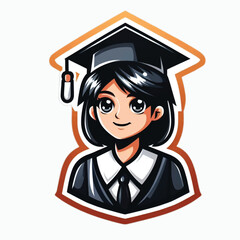 graduate student with a diploma, simple logo