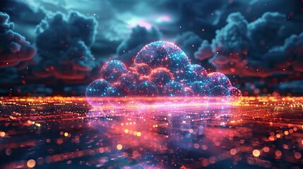 conceptual illustration of cloud computing data networks.stock image