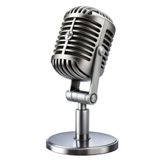 Vintage metal microphone on transparent background