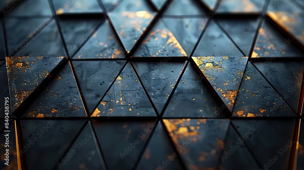 Poster high tech futuristic background with triangular blocks wall texture with triangle tiles in.stock ill
