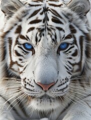 Obraz premium White tiger, closeup, blue eyes