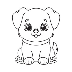 Cute puppy cartoon coloring page illustration vector. For kids coloring book