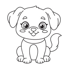 Cute puppy cartoon coloring page illustration vector. For kids coloring book