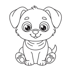 Fototapeta premium Cute puppy cartoon coloring page illustration vector. For kids coloring book