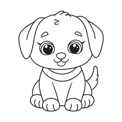 Obraz premium Cute puppy cartoon coloring page illustration vector. For kids coloring book