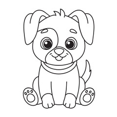 Obraz premium Cute puppy cartoon coloring page illustration vector. For kids coloring book
