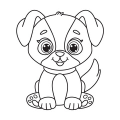 Cute puppy cartoon coloring page illustration vector. For kids coloring book