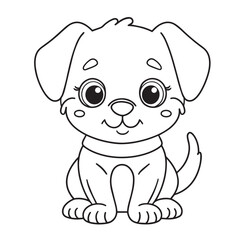 Cute puppy cartoon coloring page illustration vector. For kids coloring book