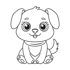 Fototapeta premium Cute puppy cartoon coloring page illustration vector. For kids coloring book