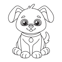Obraz premium Cute puppy cartoon coloring page illustration vector. For kids coloring book