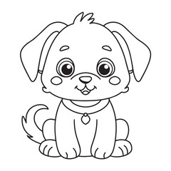 Cute puppy cartoon coloring page illustration vector. For kids coloring book