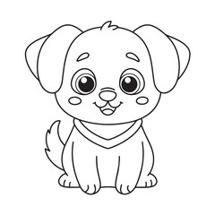 Fototapeta premium Cute puppy cartoon coloring page illustration vector. For kids coloring book