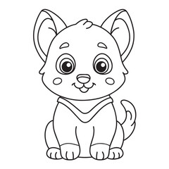 Cute puppy cartoon coloring page illustration vector. For kids coloring book