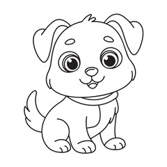 Cute puppy cartoon coloring page illustration vector. For kids coloring book