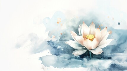 watercolor painting of an elegant lotus flower