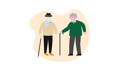 Grandfathers cartoons. Elderly People illustration