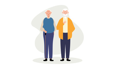 Grandfathers cartoons. Elderly People illustration
