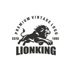 angry lion silhouette vintage logo vector graphic illustration © Muhammad
