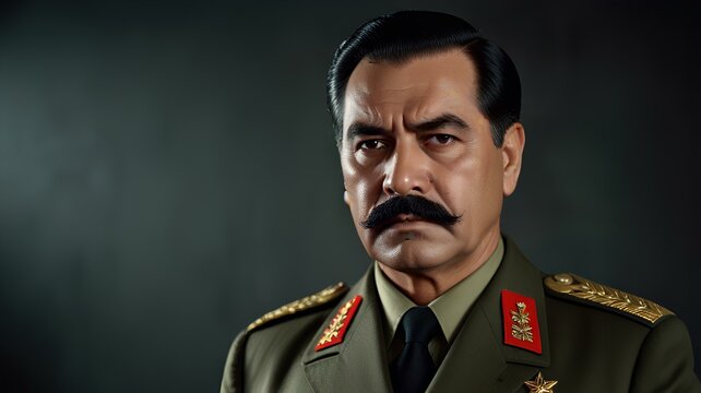 Strong dictator man facing the camera, military general, with military outfit, dictatorship or soviet union concept image.