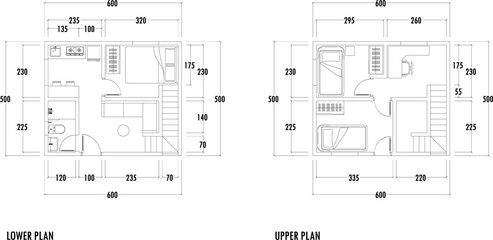 Architecture plan with furniture. home floor plan, isolated on white background, stock illustration.