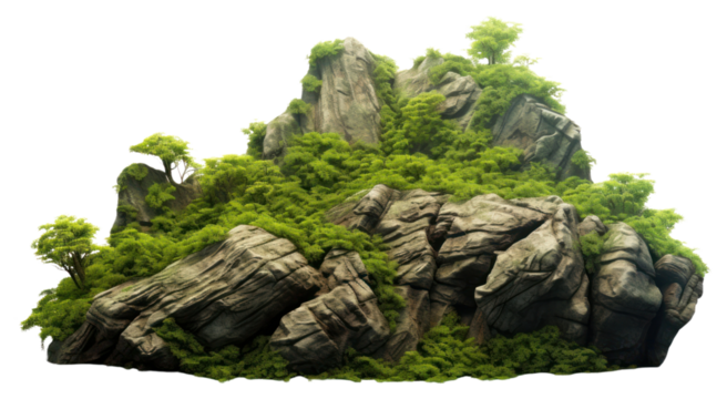 PNG Forest green rock vegetation.  - Powered by Adobe