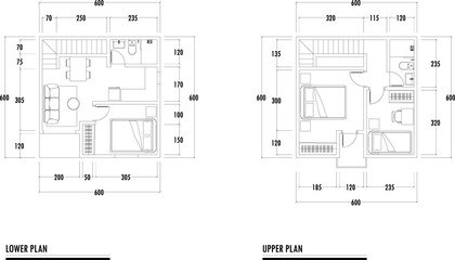 Architecture plan with furniture. home floor plan, isolated on white background, stock illustration.