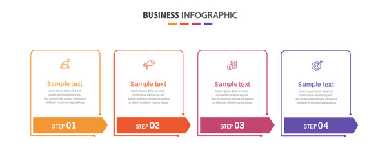 Infographic design template with 4 options, steps or processes. Can be used for workflow layout, diagram, annual report, web design	