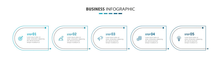 Business infographic template with 5 options or steps