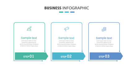 Modern business infographic template with 3 options or steps	