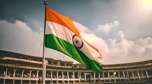 Indian Flag Fluttering. Patriotic Banner