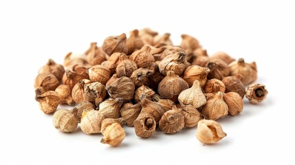 dried coix seeds Isolated on white background. cooking ingredients for healthful food concept for designer