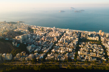 Crowded Ipanema Beach in Rio de Janeiro Aerial View on a Hot Sunny Day