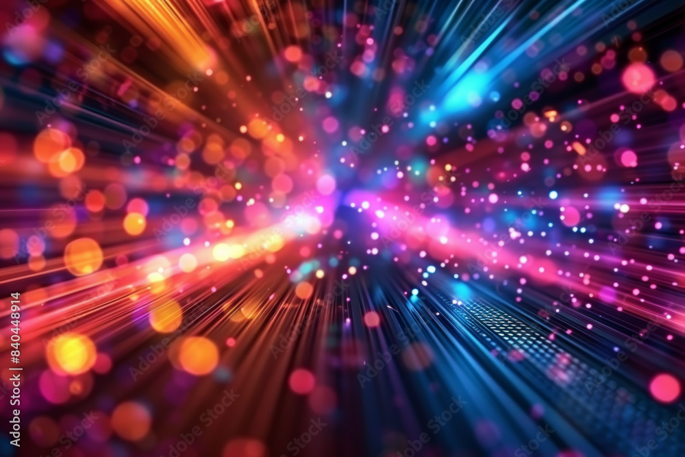 Poster vivid abstract background with dynamic lights and vibrant colors, creating a sense of motion and ene