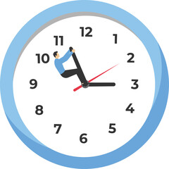 Time Management Concept Flat Cartoon Vector Illustration. Men Trying to Stop Time on Clock. Postponing Task, Employees Deadline.

