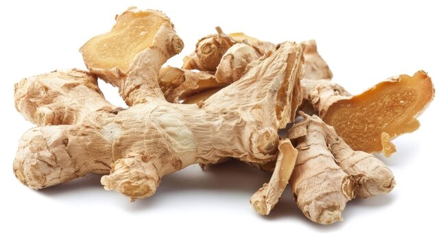dried ginger root Isolated on white background. cooking ingredients for healthful food concept for designer