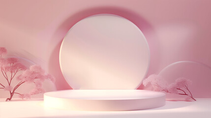 Background podium 3D product display stand platform abstract pastel light. Stage podium 3D background cream studio minimal scene.