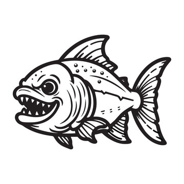 recommend clip art: Line art of piranha fish cartoon vector