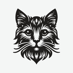 Print Majestic Cat Head Silhouette, Timeless Elegance in Feline Form