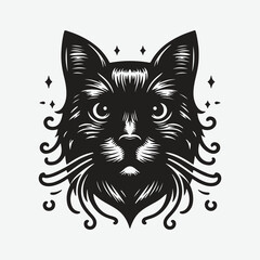Fototapeta premium Print Majestic Cat Head Silhouette, Timeless Elegance in Feline Form