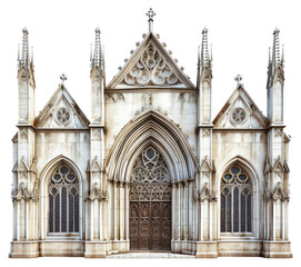 Obraz premium PNG Gothic church architecture building gate white background.
