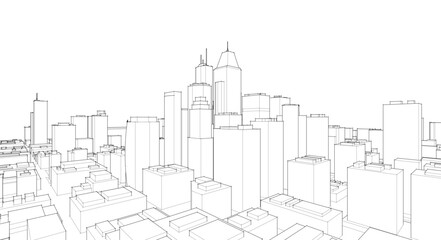 Fototapeta premium modern city panorama 3d illustration