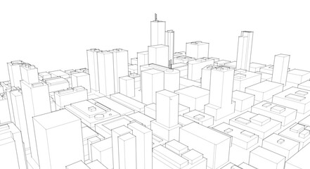  modern city panorama 3d illustration