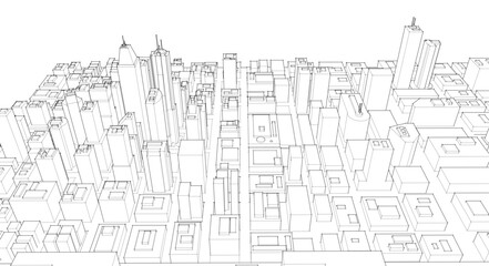  modern city panorama 3d illustration