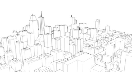  modern city panorama 3d illustration