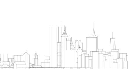  modern city panorama 3d illustration
