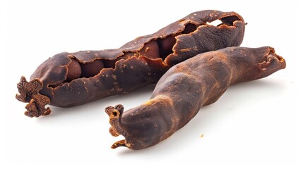 Obraz premium dried tamarind paste Isolated on white background. cooking ingredients for healthful food concept for designer
